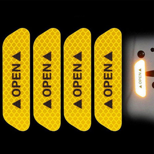 10 PCS OPEN Ruban Réfléchissant Marque D'avertissement Accessoires Vélo Autocollants De Porte De Voiture (Jaune) SH801A1249-05