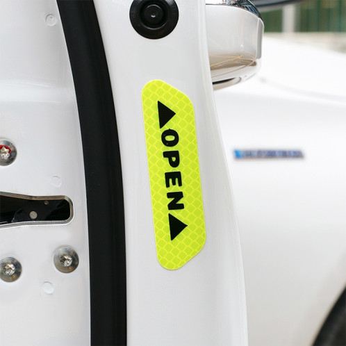 10 PCS OPEN Ruban Réfléchissant Marque D'avertissement Accessoires Vélo Autocollants De Porte De Voiture (Jaune) SH801A1249-05