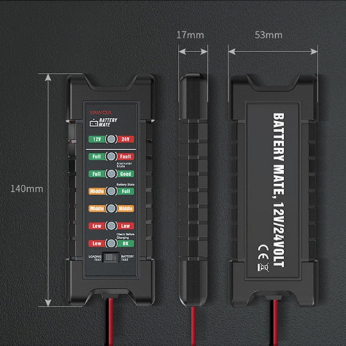 Testeur de batterie de stockage YAWOA BM410 Test de charge 12 V / 24 V LED Clip de testeur de batterie de voiture intelligente SH9974814-09