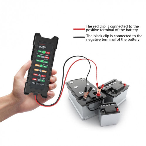 Testeur de batterie de stockage YAWOA BM410 Test de charge 12 V / 24 V LED Clip de testeur de batterie de voiture intelligente SH9974814-09