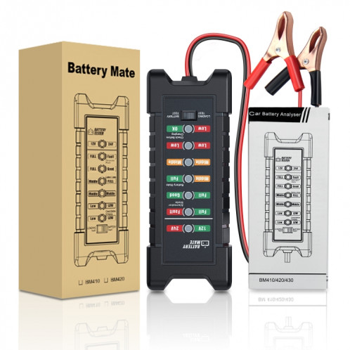 Testeur de batterie de stockage YAWOA BM410 Test de charge 12 V / 24 V LED Clip de testeur de batterie de voiture intelligente SH9974814-09