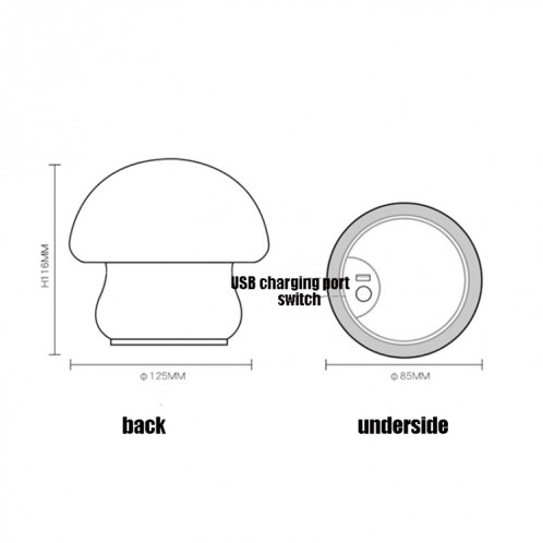Lampe de table de chevet de chevet de chevet de champignon coloré en silicone, source d'alimentation: 0,8 W (champignon mignon) SH701B502-010