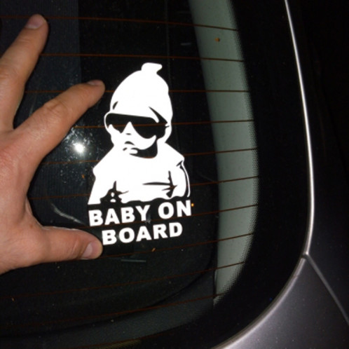20pcs 14 * 9cm bébé à bord cool lunettes de soleil réfléchissantes arrière autocollants voiture autocollants avertissement autocollants (noir) SH701A1530-06