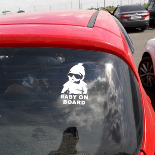 20pcs 14 * 9cm bébé à bord cool lunettes de soleil réfléchissantes arrière autocollants voiture autocollants avertissement autocollants (noir) SH701A1530-06