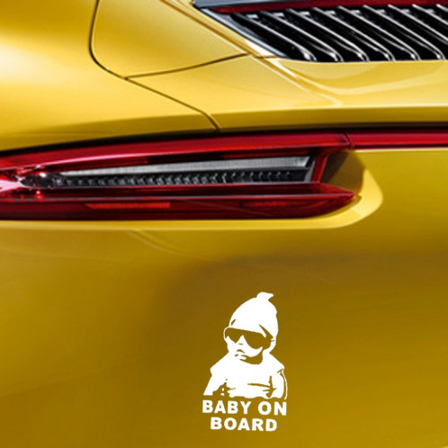 20pcs 14 * 9cm bébé à bord cool lunettes de soleil réfléchissantes arrière autocollants de voiture pour enfants autocollants d'avertissement (argent) SH701B1213-06