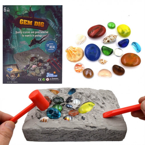 3 pièces colorées de pierres précieuses archéologiques trésor d'excavation jouet créatif bricolage Puzzle jouet SH13031080-06
