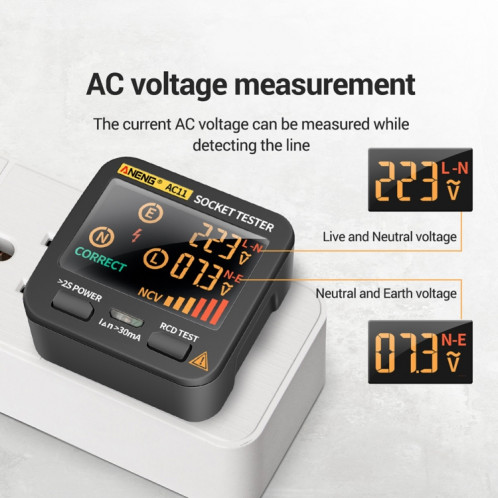 ANENG AC11 testeur de prise d'affichage numérique multifonctionnel testeur de fil de terre électrique (prise ue) SA801C435-09