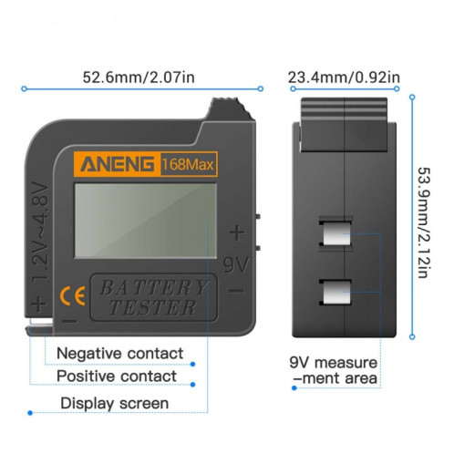 2 pièces ANENG 168MAX testeur de batterie portable testeur de puissance de batterie de haute précision testeur de capacité de batterie SA3972567-010