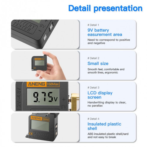 2 pièces ANENG 168MAX testeur de batterie portable testeur de puissance de batterie de haute précision testeur de capacité de batterie SA3972567-010