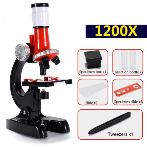 HD 1200 fois microscope jouets école primaire matériel d'expérimentation scientifique biologique enfants jouets éducatifs (rouge) SH101A342-010