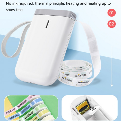 Imprimante d'étiquettes thermique NIIMBOT D11 Imprimante portable de téléphone portable d'autocollant portable Bluetooth, modèle: D11 White Standard SH95011644-06