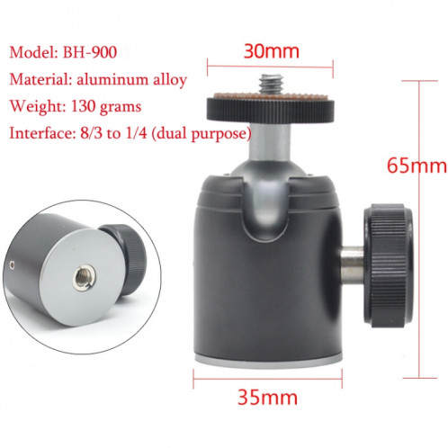 BH-900 Mini trépied en alliage d'aluminium de bureau Mini rotule trépied à 360 degrés Pan inclinaison à 90 degrés SH00011713-08
