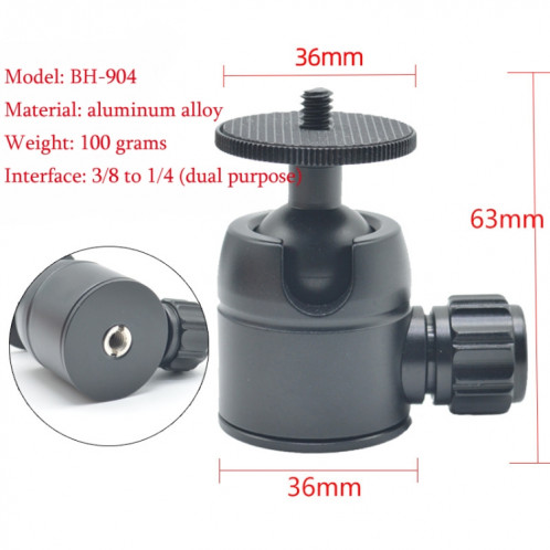 BH-904 Mini trépied en alliage d'aluminium de bureau Mini rotule 360 ​​degrés Pan 90 degrés Tilt trépied SH0005394-08