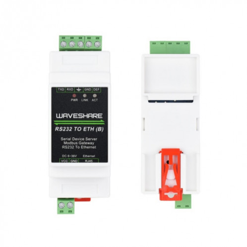 Serveur série industriel Waveshare 23950 RS232 vers RJ45 Ethernet TCP/IP vers série SW991748-05