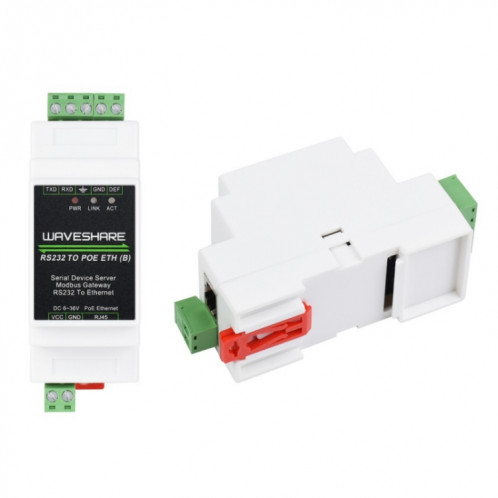 Serveur série industriel Waveshare 23951 RS232 vers RJ45 Ethernet TCP/IP vers série avec POE SW99441644-06