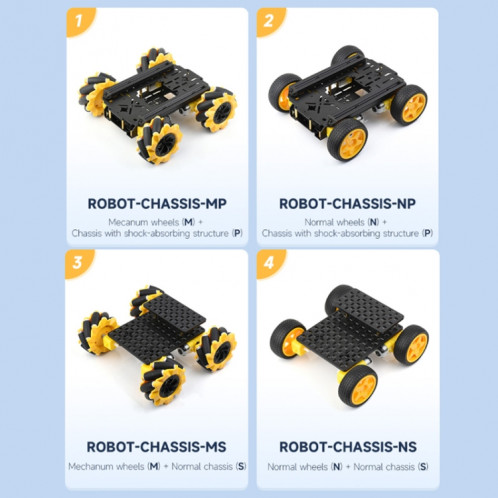 Kit de châssis de robot mobile intelligent Waveshare, châssis : normal (roues Mecanum) SW001B1465-014