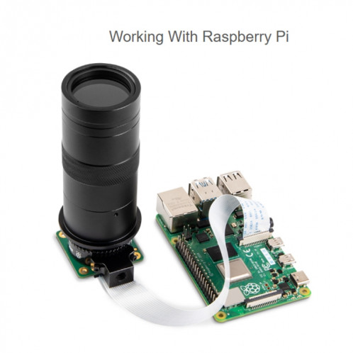 Lentille de microscope industriel Waveshare 100X, monture C/CS, pour caméra Raspberry Pi HQ (24229) SW701A1349-08