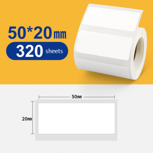 Papier d'étiquette thermique Papier auto-adhésif Étiquette de prix d'étiquette de vêtements de nourriture d'immobilisation fixe pour NIIMBOT B11 / B3S, taille: 50x20mm 320 feuilles SH72191658-07