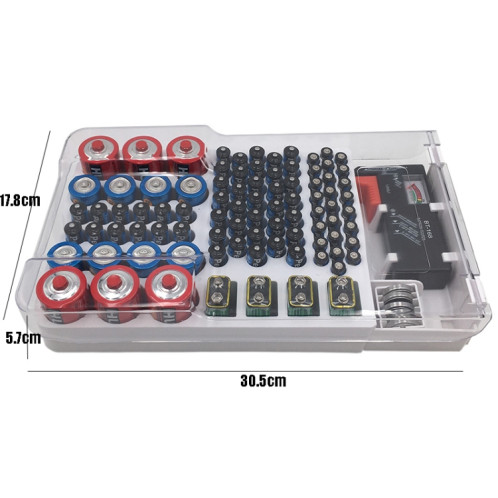 JK-19070823 Boîte de stockage de batterie avec testeur de capacité de batterie (blanc) SH001A413-09