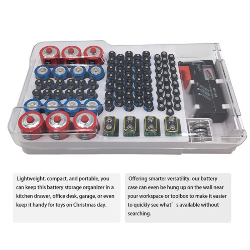 JK-19070823 Boîte de stockage de batterie avec testeur de capacité de batterie (blanc) SH001A413-09