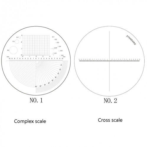 8 LED allume 3 groupes de verre optique HD avec échelle 10 fois loupe, spécification: panneau d'échelle complexe SH9401190-014