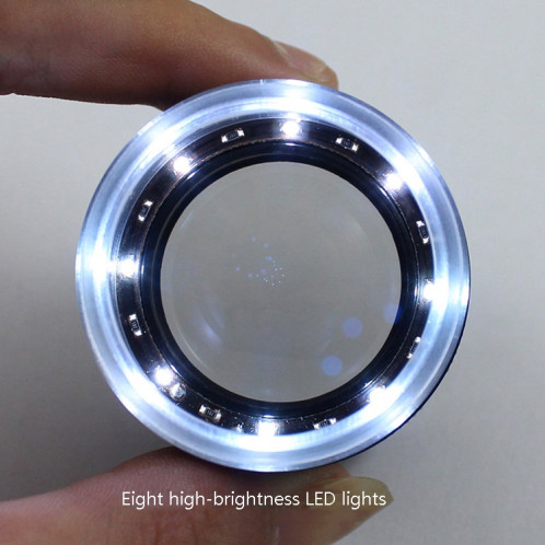 8 LED allume 3 groupes de verre optique HD avec échelle 10 fois loupe, spécification: tableau d'échelle croisée SH9402130-014
