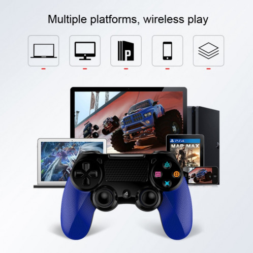 Écran tactile de manette de jeu sans fil Bluetooth 2 PCS avec contrôleur de double vibration audio léger pour PS4 (bleu) SH401B1732-09