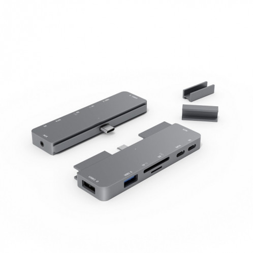 300A 7 en 1 USB3.0x1 + HDMIx1 + Port PDx1 + Type-Cx1 + SD / TF + Port 3.5mmx1 Adaptateur HUB d'extension multifonctionnel pour iPad Pro (Gris) SH701A1594-05