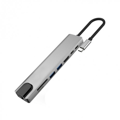 WC7367 8 en 1 87W Type-C vers PD + USB3.0/USB2.0 + SD + TF + HDMI + RJ45 + HUB de Station d'accueil Type-c SH9736858-010