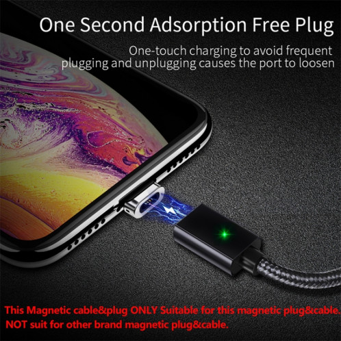 2 PCS Essope Smartphone Charge rapide et transmission de données Câble magnétique avec tête magnétique micro USB, longueur du câble: 2m (noir) SH404B1775-07