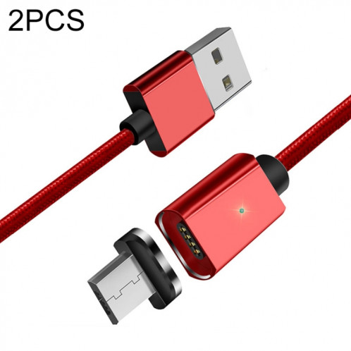 2 PCS Essope Smartphone Charge rapide et transmission de données Câble magnétique avec tête magnétique micro USB, longueur du câble: 1m (rouge) SH405A1859-07