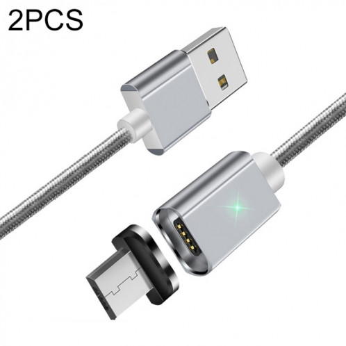 2 PCS Essope Smartphone Smartphone Fast Chargement et Transmission de données Câble magnétique avec tête magnétique micro USB, longueur du câble: 2m (argent) SH406B1918-07