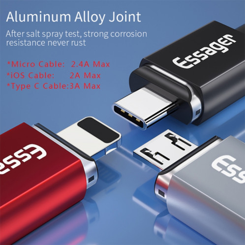 2 PCS Essope Smartphone Smartphone Fast Chargement et Transmission de données Câble magnétique avec tête magnétique USB-C / type C, longueur du câble: 2m (noir) SH407B566-07
