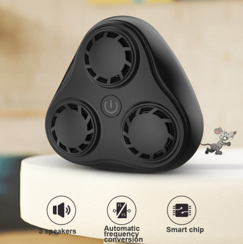 BG310 Répulsif de souris à conversion automatique de fréquence ultrasonique à 3 cornes / Répulsif contre les insectes / Répulsif contre les moustiques, Spécifications du produit: 220V (Noir) SH502A196-08