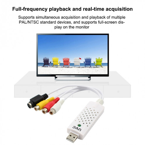 Adaptateur de carte de capture audio vidéo USB 2.0 portable VHS vers capture vidéo DVD pour Win7 / Win8 / XP / Vista, lecteur gratuit SH6407814-07