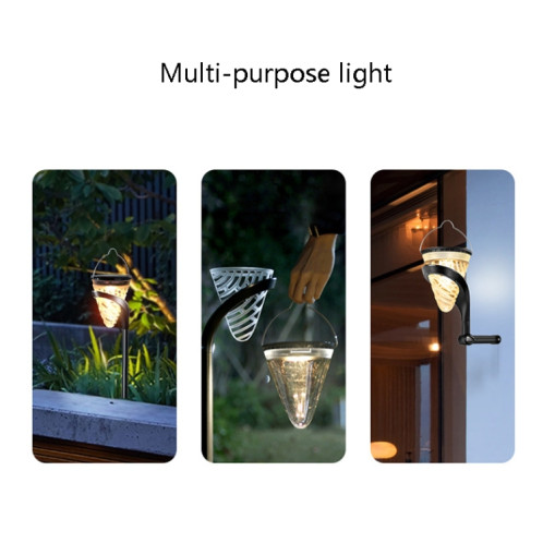Décoration de jardin en forme de cône Lumière solaire pour pelouse Prise de terre extérieure à LED et lumières à double usage fixées au mur (lumière blanche et chaude) SH701A532-08