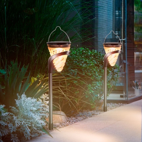 Décoration de jardin en forme de cône Lumière solaire pour pelouse Prise de terre extérieure à LED et lumières à double usage fixées au mur (lumière blanche et chaude) SH701A532-08