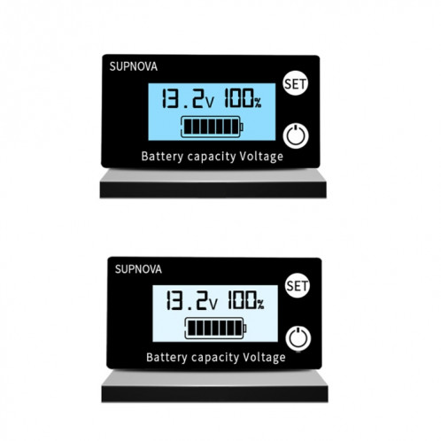 SUPNOVA DC 8-100V Batterie Capacité de capacité Indicateur de tension Voltmètre Painle de tension, style: bleu + alarme + température SH7504815-08