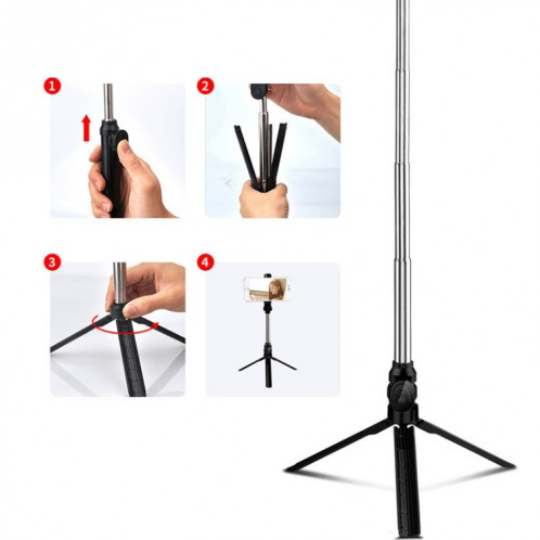Support de téléphone portable en direct pour trépied Bluetooth XT10 Selfie Stick (noir) SH801A722-011