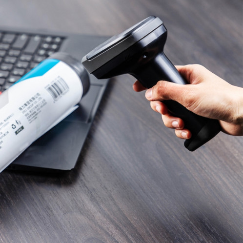 Deli 14952 Pistolet à balayage unidimensionnel de code QR pour caissier de supermarché, modèle: noir sans fil SD020354-08