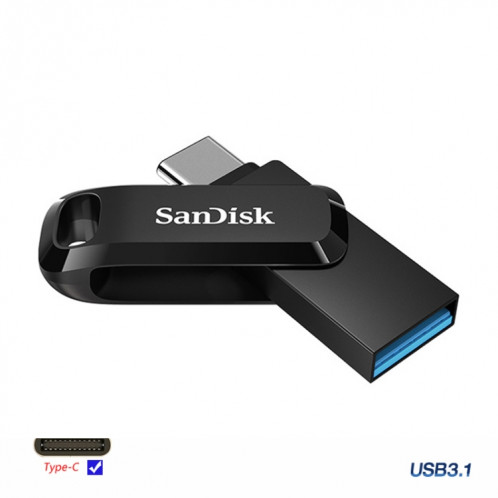 SanDisk Type-C + USB 3.1 Interface OTG High Speed ​​Computer Phone U Disk, Couleur: SDDDC3 Black Plastic Shell, Capacité: 64 Go SS210247-012