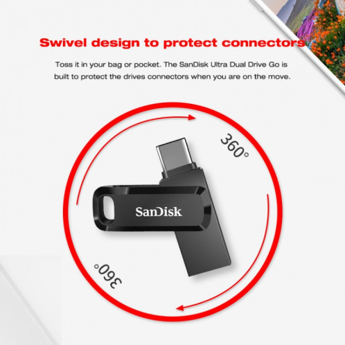 SanDisk Type-C + USB 3.1 Interface OTG High Speed ​​Computer Phone U Disk, Couleur: SDDDC3 Black Plastic Shell, Capacité: 256 Go SS21041310-012