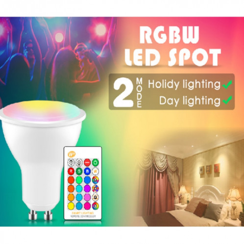 GU10 8W AC85-265V Dimmable LED Spotlight Télécommande Décoration de vacances Éclairage à la maison (RVB + Blanc Froid (5500-7000K)) SH401A171-010