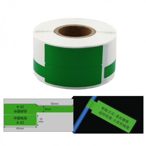 Étiquette de câble de papier d'impression pour étiqueteuse NIIMBOT B50 (03F-Green) SN701J1021-08