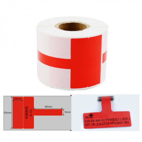 Étiquette de câble de papier d'impression pour étiqueteuse NIIMBOT B50 (03T-Red) SN701Q228-08