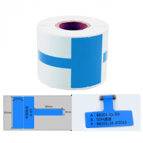 Étiquette de câble de papier d'impression pour étiqueteuse NIIMBOT B50 (03T-Blue) SN701S502-08