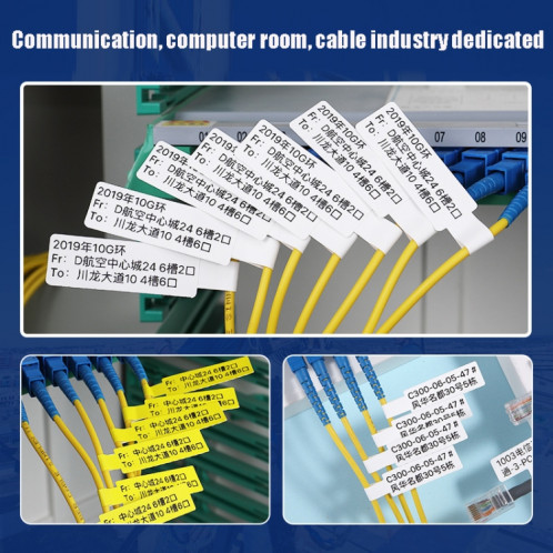 Papier d'étiquette de câble de réseau de télécommunications mobiles de commutateur de salle de communication pour les imprimantes NIIMBOT D11 / D61 (blanc) SN401A1765-08