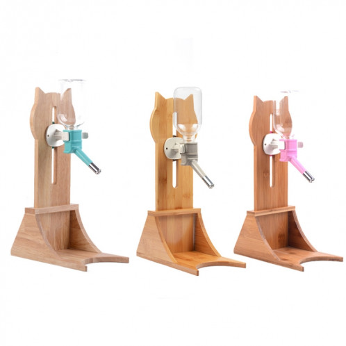 Bouteille d'eau suspendue à cadre en bois massif pour abreuvoir pour animaux de compagnie, livraison de couleur aléatoire, spécification: bois de bambou + buveur vert SH3901230-011