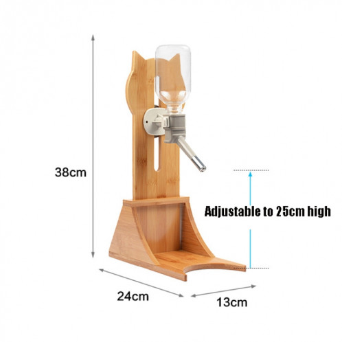 Bouteille d'eau suspendue à cadre en bois massif pour abreuvoir pour animaux de compagnie, livraison de couleur aléatoire, spécification: bois de bambou + buveur vert SH3901230-011