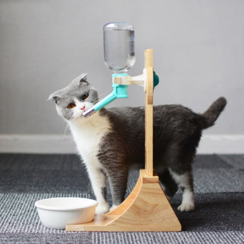 Bouteille d'eau suspendue de cadre en bois solide d'abreuvoir pour animaux de compagnie, livraison de couleur aléatoire, spécification: chêne + vert buveur SH39021830-011